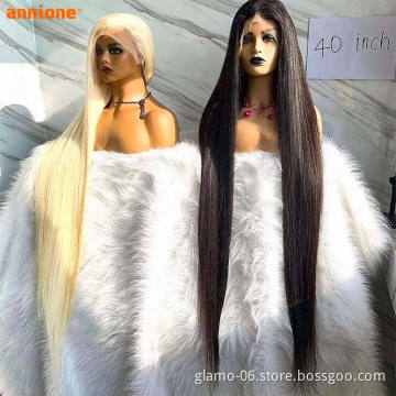 Annione HD Lace Front Human Hair Wig,40 Inch Human Hair Full Lace Front Wig,Brazilian Virgin Human Hair HD Lace Frontal Wig